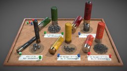Game Art: Shotgun Ammo Set set, prop, shooter, gameprop, shell, ammo, slug, ammunition, pellets, weapon, asset, shotgun, gun, gameready