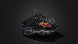 Samlux Platform Trainers high, platform, used, dirty, shoes, sneakers, flames, trainers, 2000s, black, y2k, samlux
