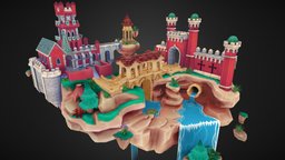 Sintra Floating Castle castle, chine, valley, palladian, stowe, sintra, low-poly, bridge