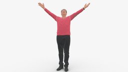 Man in pink sweater 0257 style, people, clothes, pink, miniatures, realistic, woman, sweater, character, 3dprint, model, male
