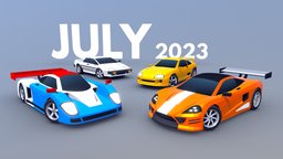 #July2023, Low Poly Cars retro, low-poly, lowpoly, racing, stylized, noai