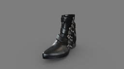 Bat Buckles Black Leather Female Ankle Boots