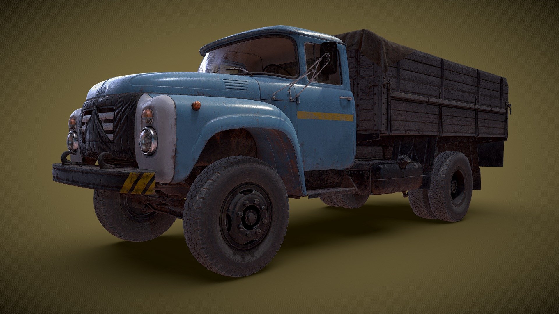 3d model of soviet truck ZIL 130 for DEADSIDE game project - Soviet flatbed truck. ZIL 130 - 3D model by dartp 3d model
