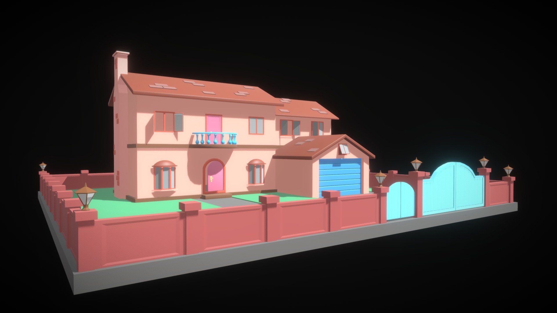 A stylized Low Poly Toon House - Toon House - 3D model by Harex-Studio 3d model