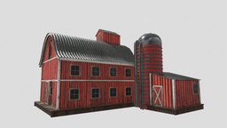 western farm house red barn with 4k pbr textures tower, ranch, field, red, pump, west, country, silo, wild, crib, collection, barn, hay, farm, old, windmill, beehive, farming, corn, house, animal, building, apiary