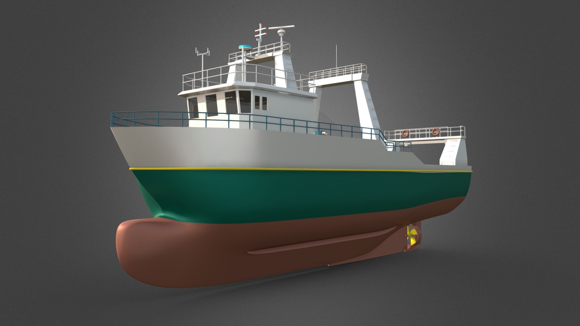 an algerian fishing trawler 27m x 7m x 8m - Fishing trawler - Buy Royalty Free 3D model by raptor3 3d model