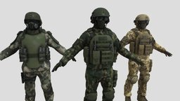 3 soldier low poly soldier, solder