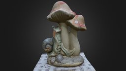 Mushrooom Garden Figurine  #MushroomChallenge snail, mushroom, garden, prop, figurine, mushrooms, realistic, photogrammetry, mushroomchallenge