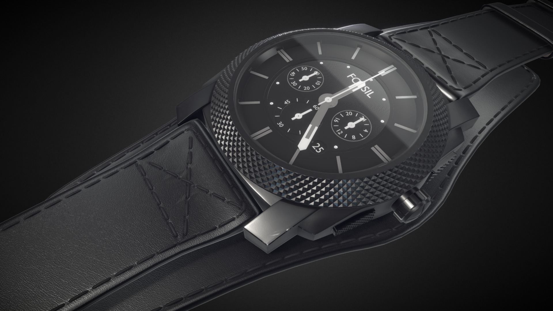 Animated model of Fossil wrist watch. Modelled using Blender 3d model