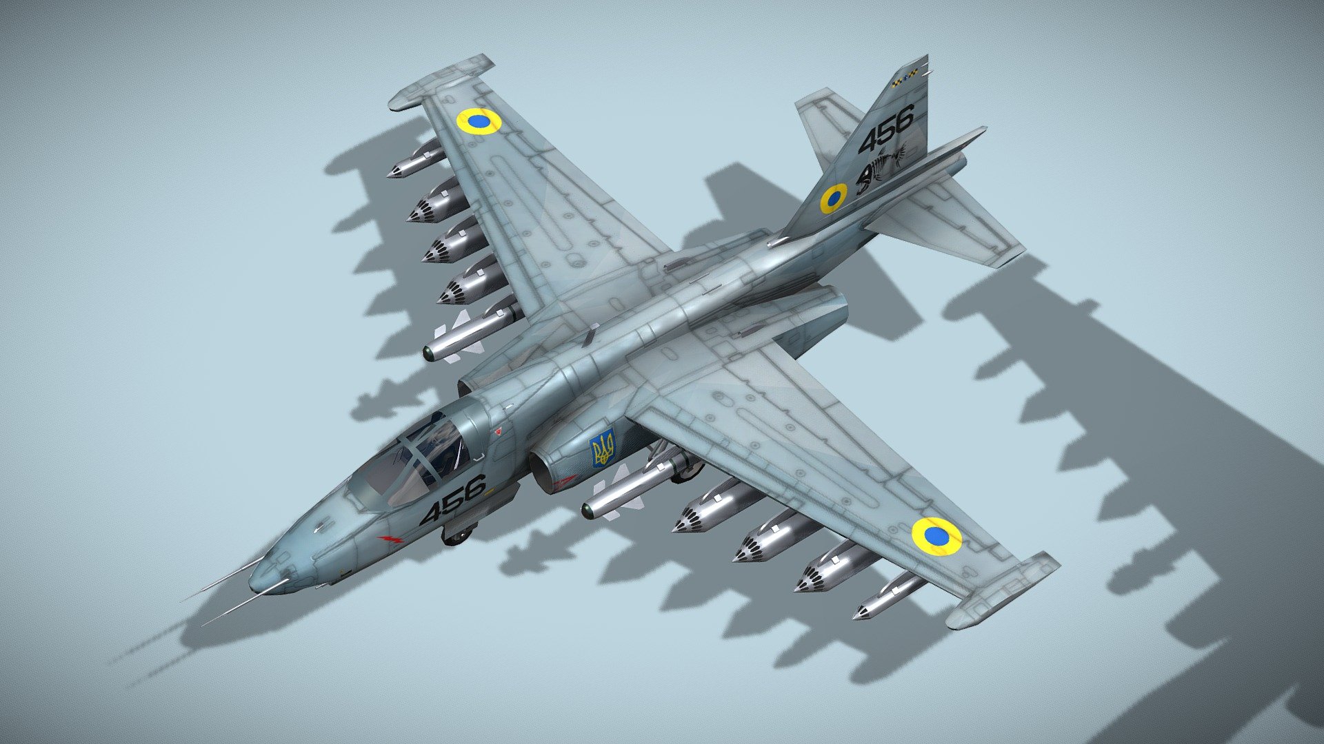 Sukhoi SU-25 Frogfoot

Lowpoly model of russian jet attack plane.



Sukhoi Su-25 Frogfoot is a subsonic, single-seat, twin-engine jet aircraft developed in the Soviet Union by Sukhoi. It was designed to provide close air support for Soviet Ground Forces. The first prototype made its maiden flight on 22 February 1975. After testing, the aircraft went into series production in 1978 in Tbilisi in the Georgian Soviet Socialist Republic. Production of the Su-25 ended in 2017 in Russia and 2010 in Georgia. Attempts continue to be made to restart production in Georgia using partially completed airframes, but as of 2022 no new deliveries have been reported.



Fully rigged

Model has roughness map and 2 x diffuse textures

Including 3D print STL file



Check also my aircrafts and cars

Patreon with monthly free model - Sukhoi SU-25 Frogfoot - Buy Royalty Free 3D model by NETRUNNER_pl 3d model