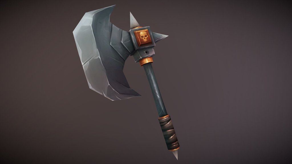 Little hand-painted texture practice - Low-poly Axe - 3D model by rudolfs 3d model