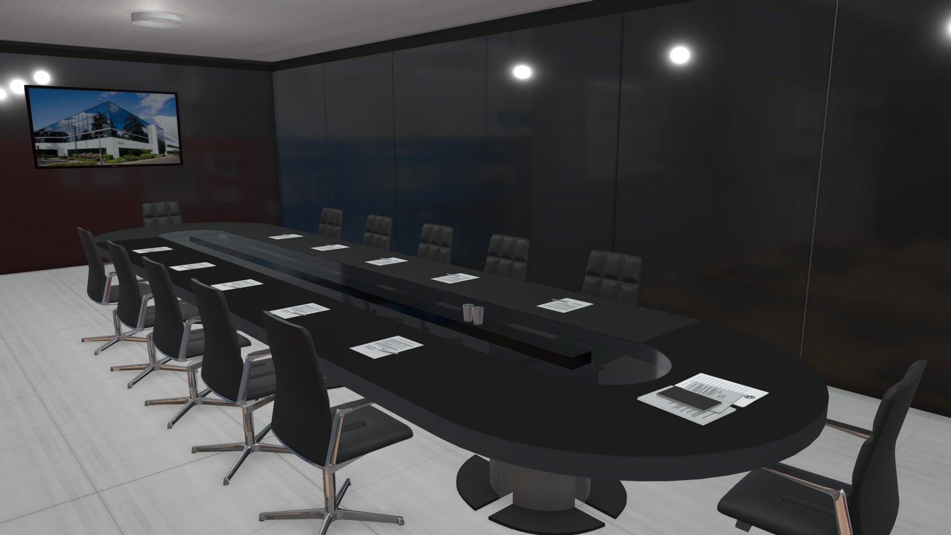 Meeting Room




large table

12 chairs

documents in the table

tv

glasses

available in fbx with materials
 - Meeting Room - Buy Royalty Free 3D model by luismi93 3d model