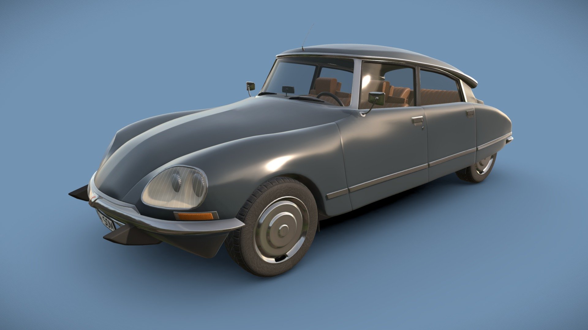 3D model of a Citroen DS23 from 1974, UV mapped and texturized. 

The model consists of a high detail exterior of the car, with a basic interior with the seats, the steering wheel and some other minor details. 3D model divided in 2 meshes with 2 different materials, one for the exterior and the other for the interior, both with 4K textures.  

Exterior total triangle count: 261922.
Interior total triangle count: 165760.
Total triangle count: 427682 3d model