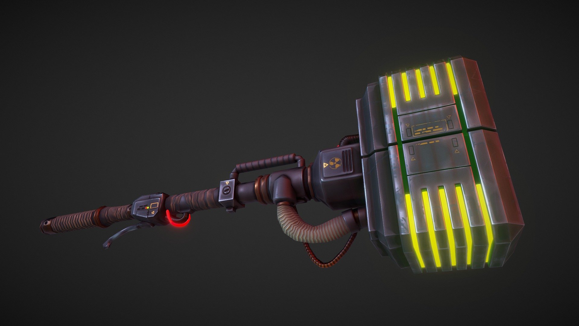 This one met a bit of a midpoint in terms of style between the last two, but I'm still quite happy with how it turned out after everything. Nothing like a big smashy hammer to fix all yo problems.

Modelled in Maya, textured in Substance Painter.

Concept by Luke Viljoen - Power Hammer - Hero Grinder Fan Art - Download Free 3D model by Rexotec 3d model