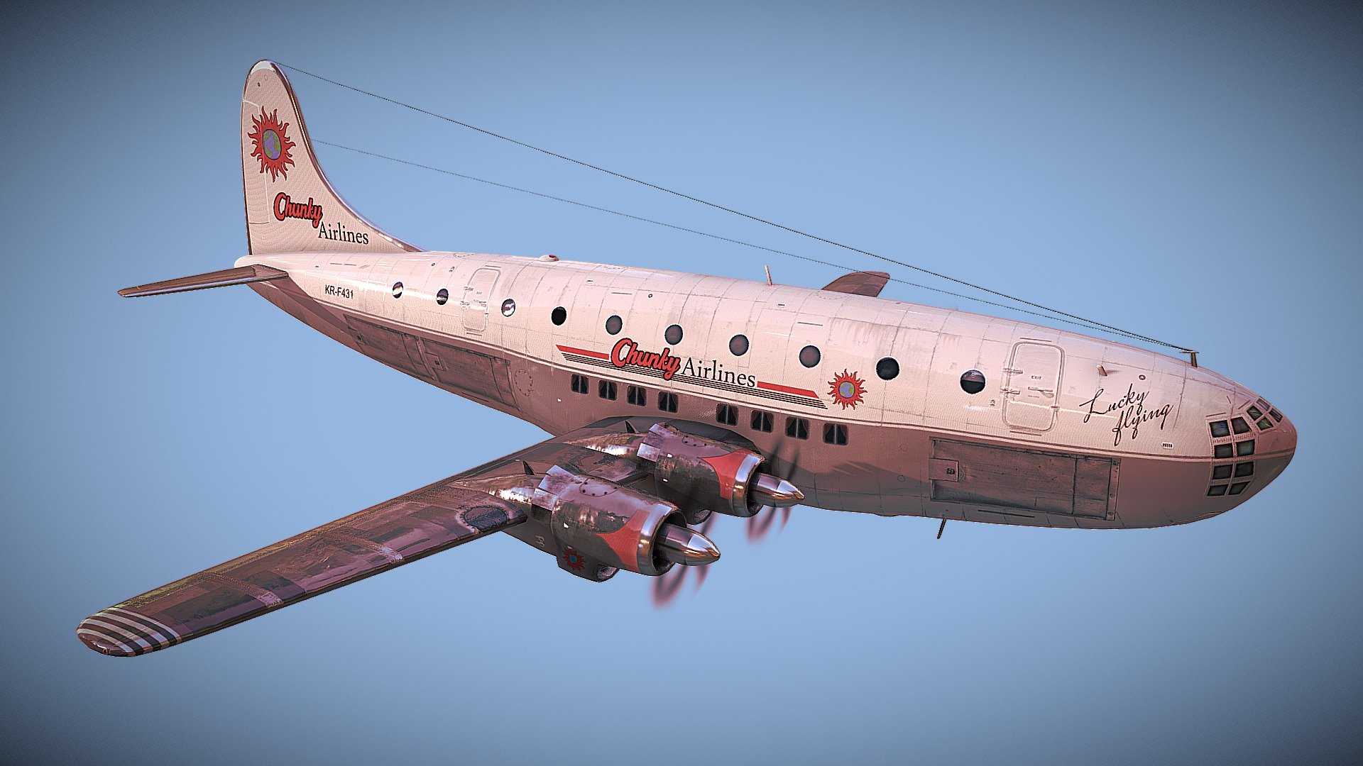 A fictional plane based on the Boeing 377 Stratocruiser. I might make some more versions in the future 3d model