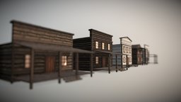 Western Pack: Hand Painted House Set (Low Poly) western, game-ready, wildwest, handpainted, low-poly, cartoon, game, gameart