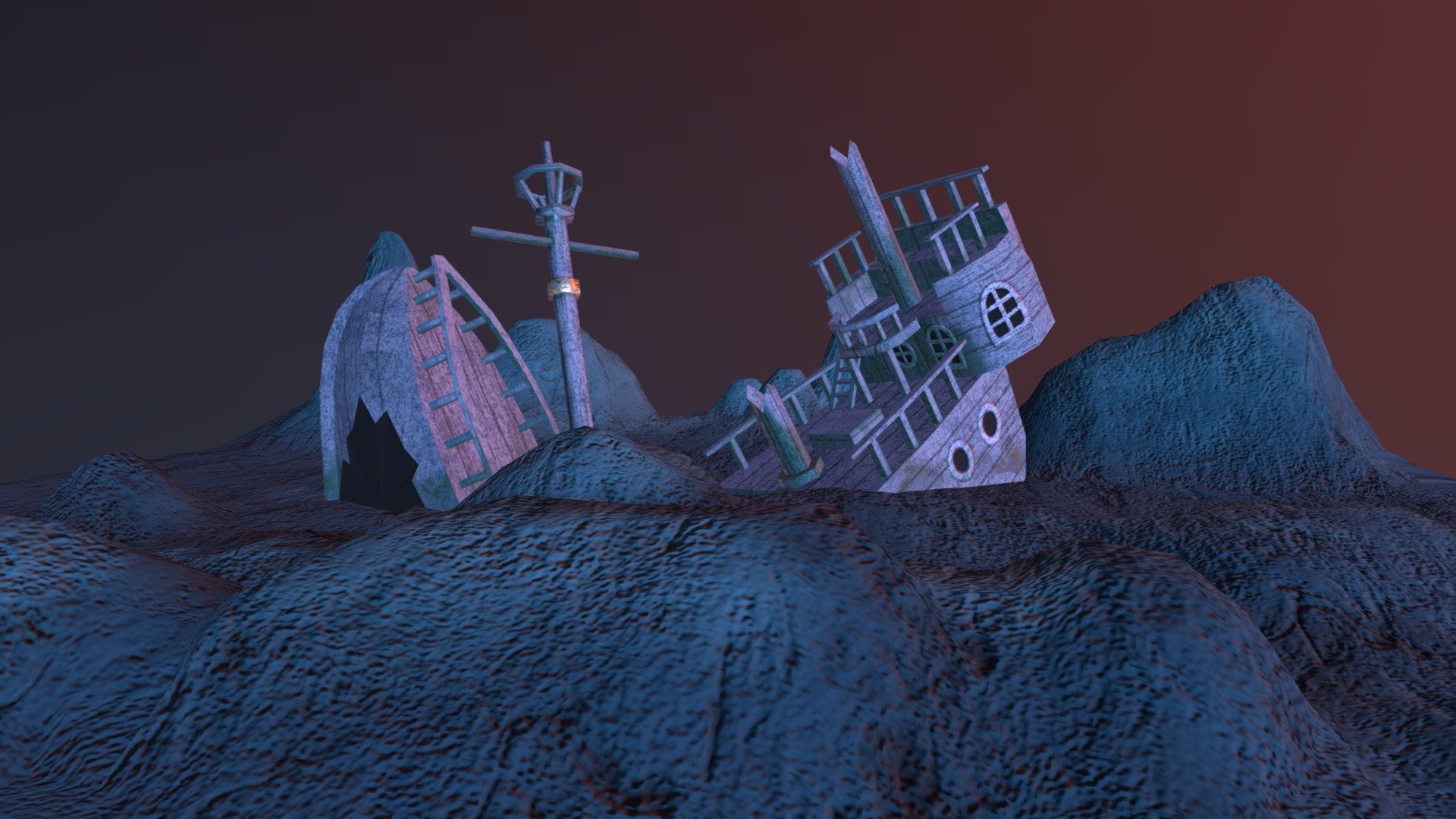 part of a student project - Shipwreck Under Sea - Download Free 3D model by 3DK.Duangjai.ka (@duangjai1999) 3d model
