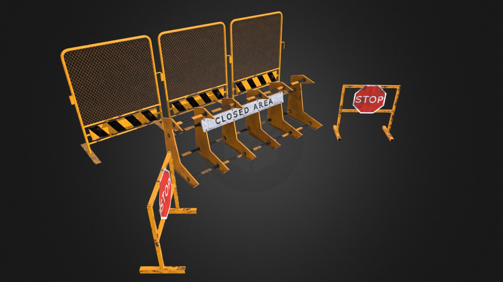 The kit consists of 3 low-poly barriers to create roadblock and any obstacles. Including 5 colors diffuse textures. For any genre of games 3d model