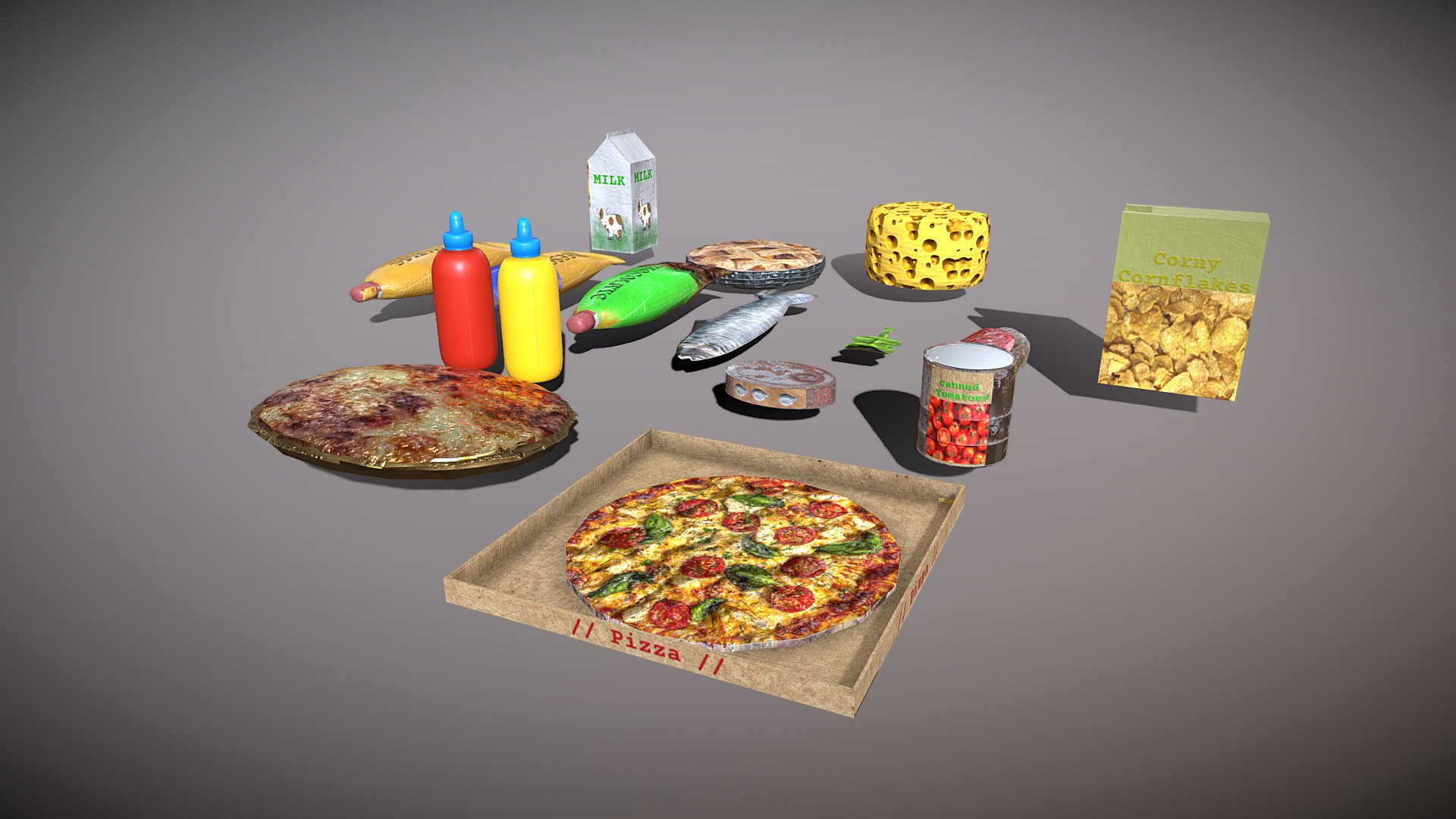 Little food collection made in Blender and substance painter.. one 2048 material, directx normalmap - Food - Buy Royalty Free 3D model by Thunder (@thunderpwn) 3d model
