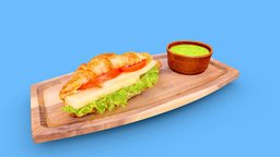 Croissant with Cheese Salad Tomato for AR menu
