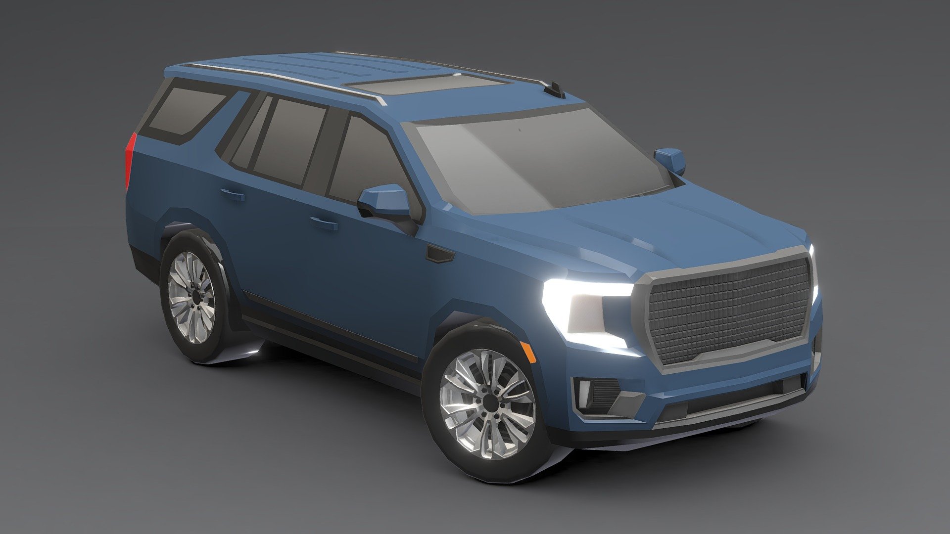GMC Yukon 2023 Low-poly 3D.




You can use these models in any game and project.




This model is made with order and precision.




The color of the body and wheels can be changed.




Separated parts (body. wheel).




Very low poly.




Average poly count: 15/000 Tris.




Texture size: 128/256 (PNG).




Number of textures: 2.




Number of materials: 3.




format: fbx, obj, 3d max


 - GMC Yukon 2023 Low-poly 3D - Download Free 3D model by Sidra (@Sidramax) 3d model