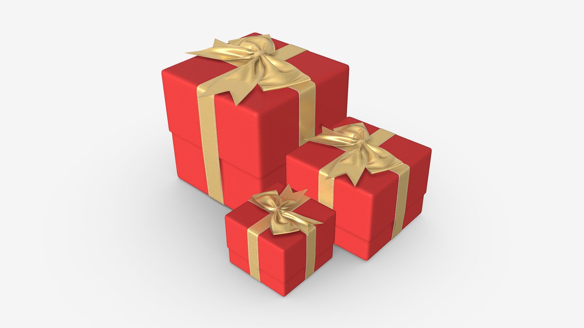 Gift boxes wrapped with bow red gold - Buy Royalty Free 3D model by HQ3DMOD (@AivisAstics) 3d model