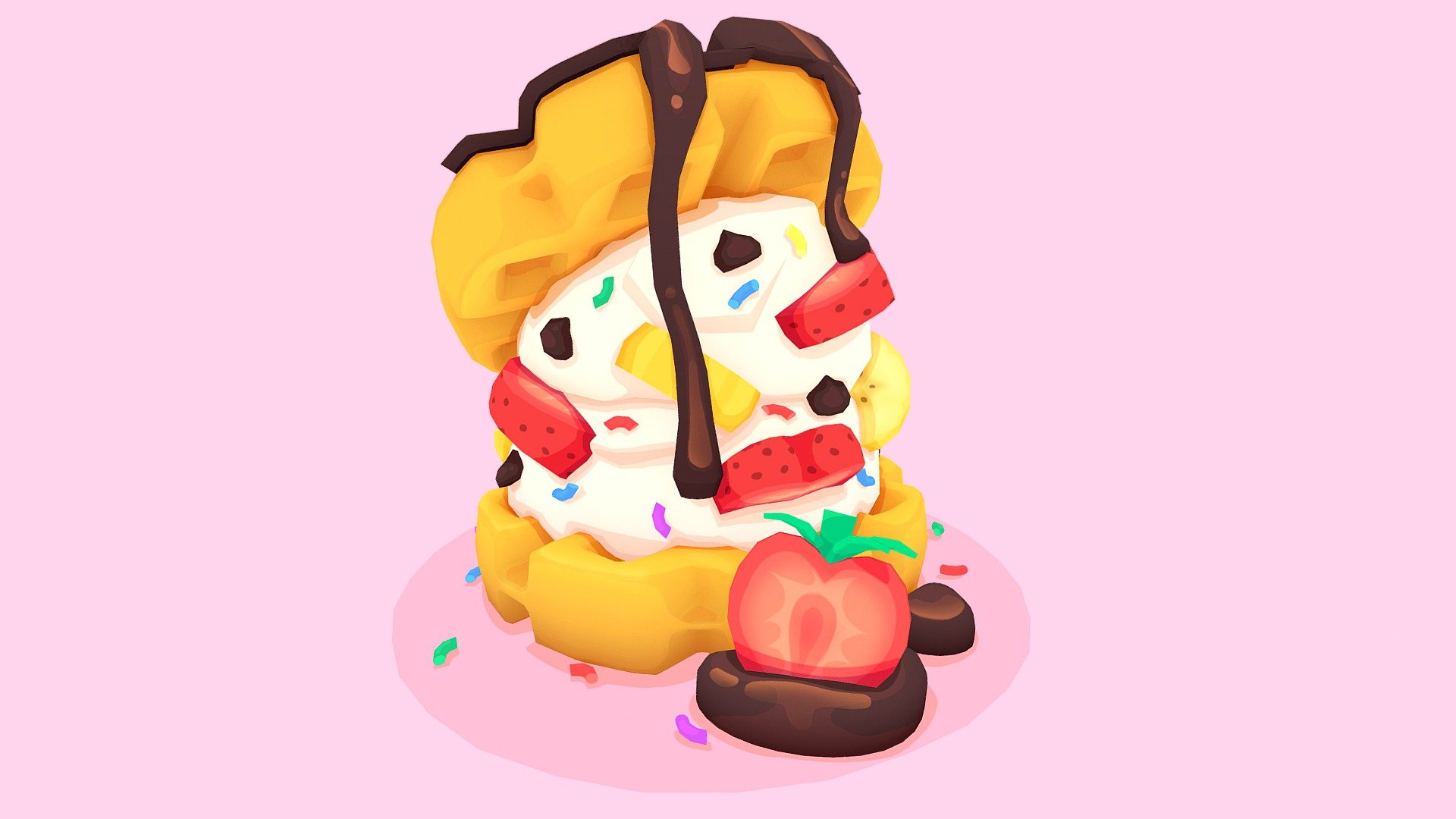 Waffle Ice Cream Sandwich modelled in 3dsmax and painted in Substance Painter 3d model