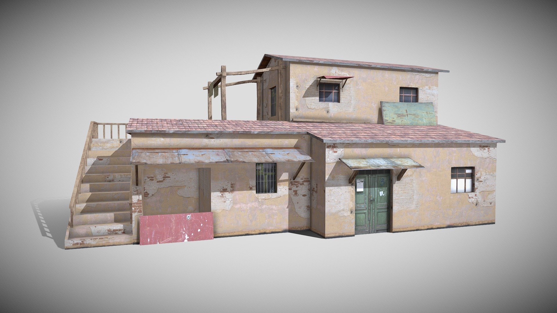 Game Ready 3D Old House /slum Native file format 3Ds max 2022 Other formats Blender 4.0 ,FBX, OBJ, All formats include materials &amp; textures

Polygons- 806   Vertices-978

Materials &amp; textures. 1 Diffuse Map 2048x2048 - Slum X11 - Buy Royalty Free 3D model by 3DRK (@3DRK98) 3d model