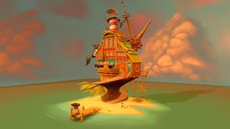 Pirate House scene, lowpolymodel, character, handpainted, game, environment