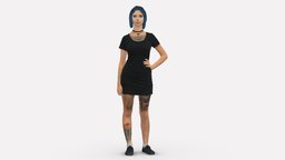 001500 woman with a tattoo in a dress style, dresser, people, fashion, beauty, tattoo, clothes, miniature, realistic, woman, character, 3dprint, girl, model