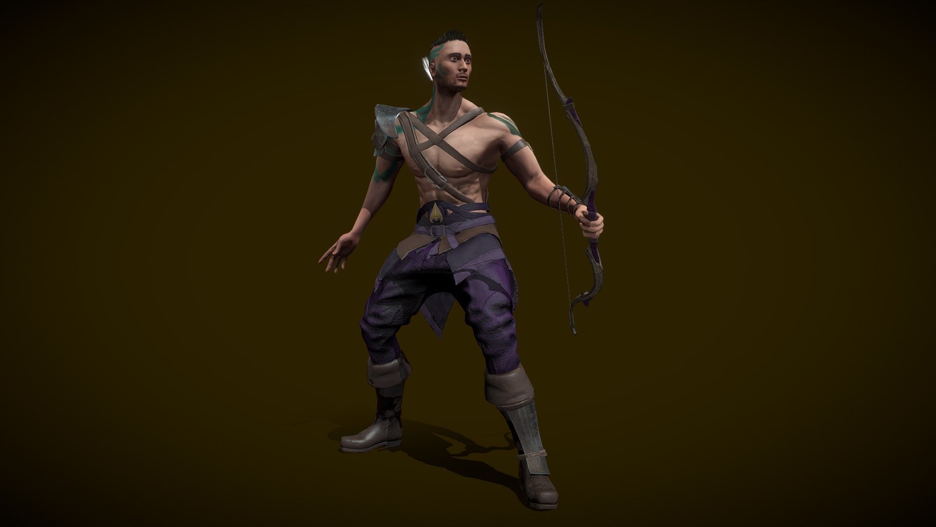 Male Archer Character for game 3d model