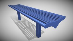 Bench [5] (Low-Poly) (Blue Painted Metal)