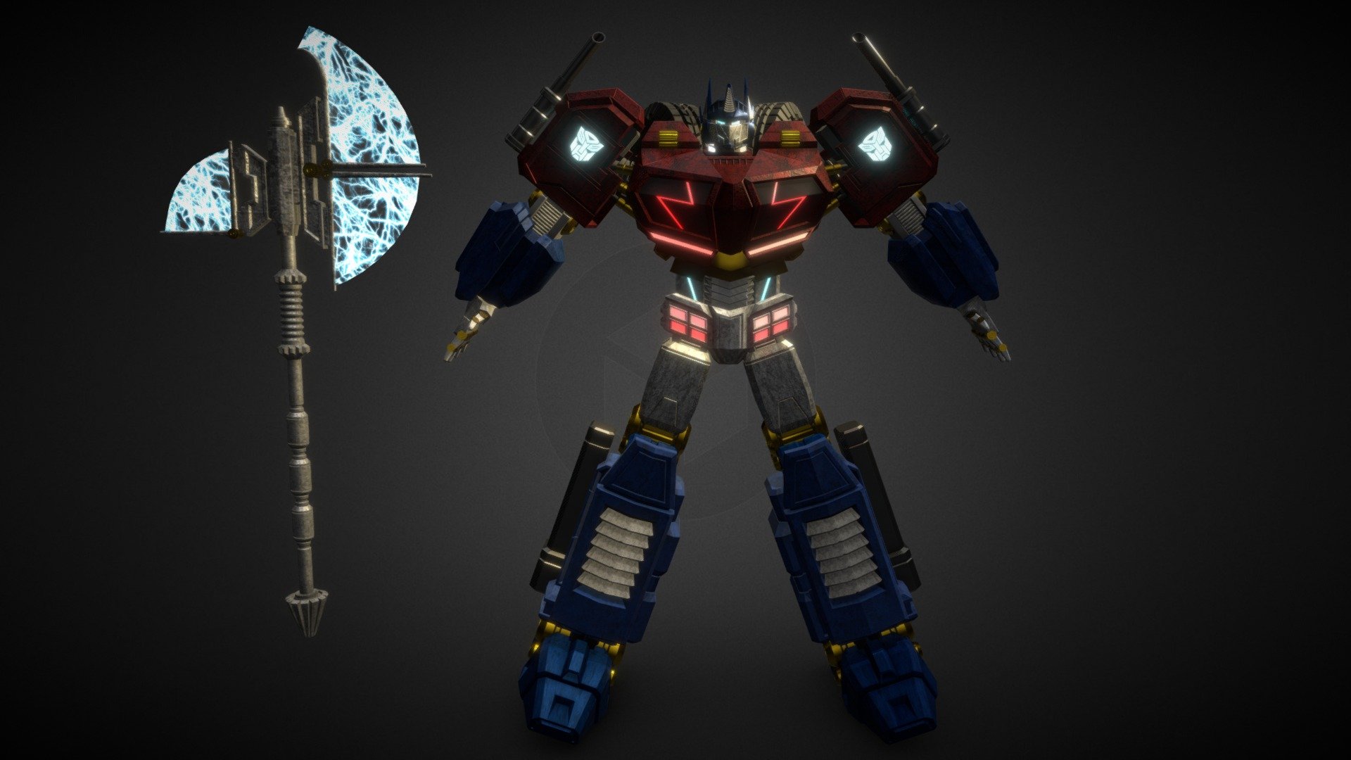 Optimus Prime A post for rigging - Optimus Prime A Post - Buy Royalty Free 3D model by kunnatee 3d model