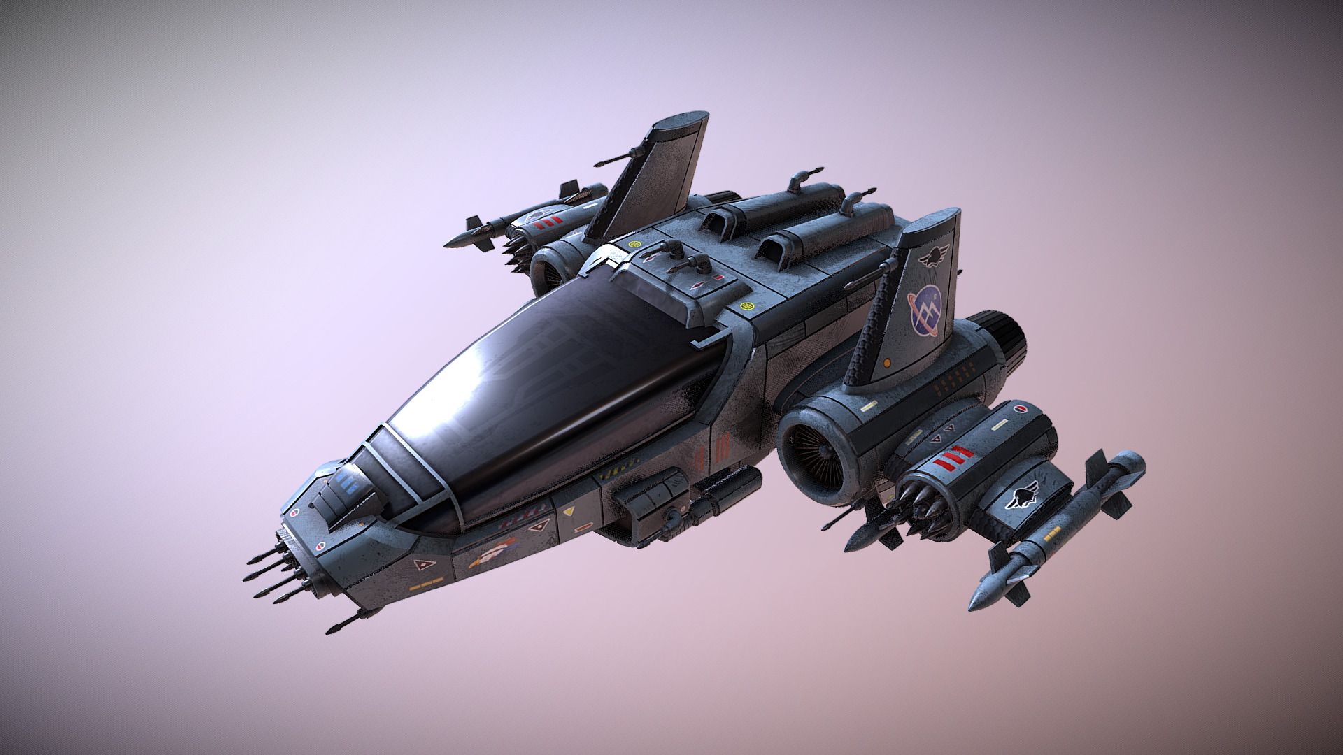 RI Hammer Mrk3 - a short-range attack platform (seen here fairly early in its production cycle sporting a tech-demo livery). Hope you enjoy and thanks for the view/like 3d model