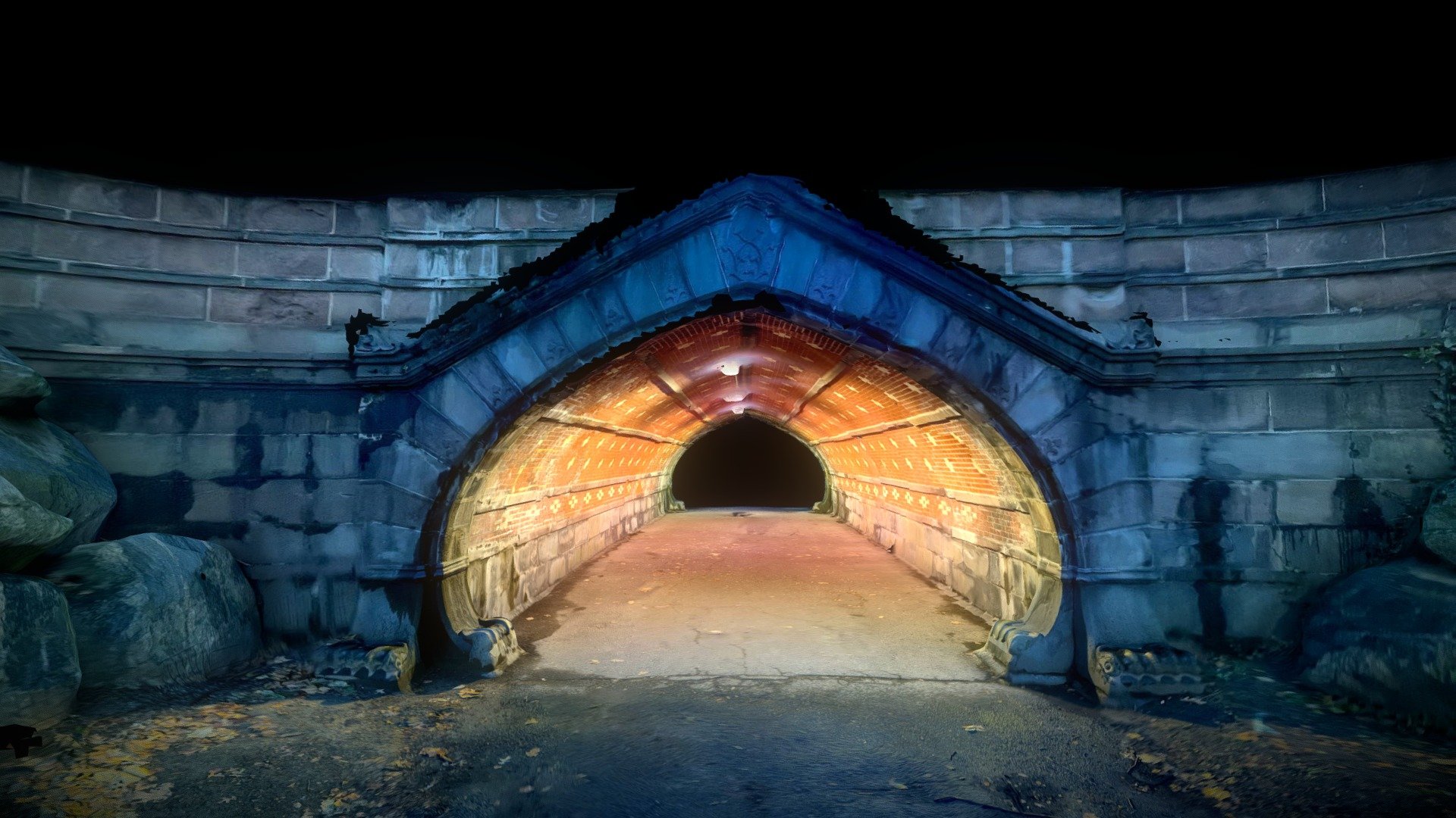 3D scanned bridge tunnel at night. (Standard license) - Bridge Tunnel 3D scan - Buy Royalty Free 3D model by Guillermo Sainz (@guillermosainz) 3d model