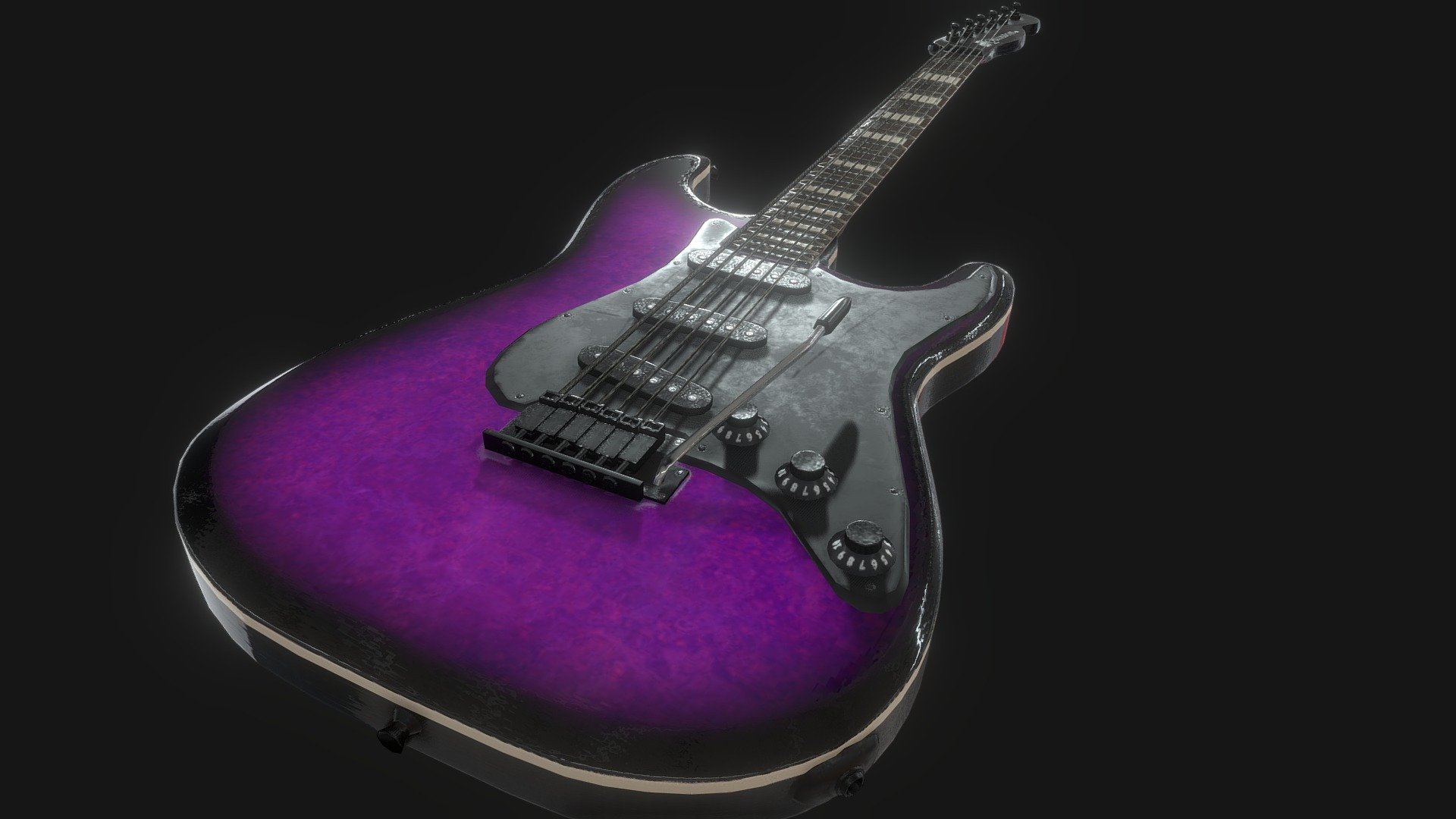 An electric guitar in the Stratocaster body style!

If you buy any of my electric guitars, the texture sets are interchangeable across all 5 models!

Designed for games in Low-poly PBR including Albedo, Normal, Metallic, AO, and Roughness 4K textures.

This model from Ferocious Industries can be found in 10 different material skins, and this one uses the ‘Hard Rock Purple' texture set.

4793 Triangles 3d model