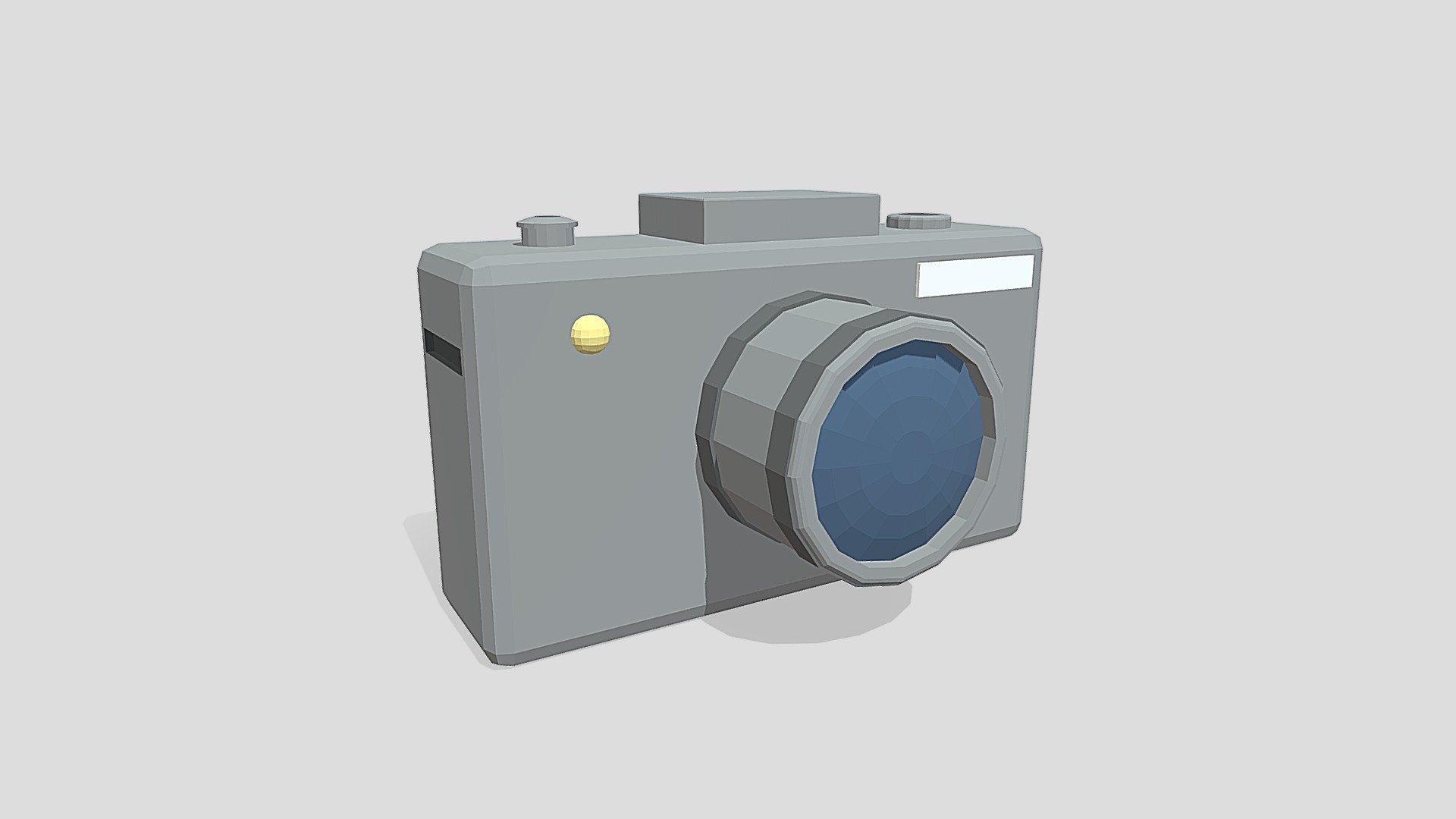 This is a low poly 3D model of a photo camera. The low poly camera was modeled and prepared for low-poly style renderings, background, general CG visualization presented as a mesh with quads only.

Verts : 920 Faces : 874.

The 3D model have simple materials with diffuse colors.

No ring, maps and no UVW mapping is available.

The original file was created in blender. You will receive a 3DS, OBJ, FBX, blend, DAE, Stl, gLTF.

Product is ready to render out-of-the-box. Please note that the lights, cameras, and background is only included in the .blend file. The model is clean and alone in the other provided files, centred at origin and has real-world scale 3d model