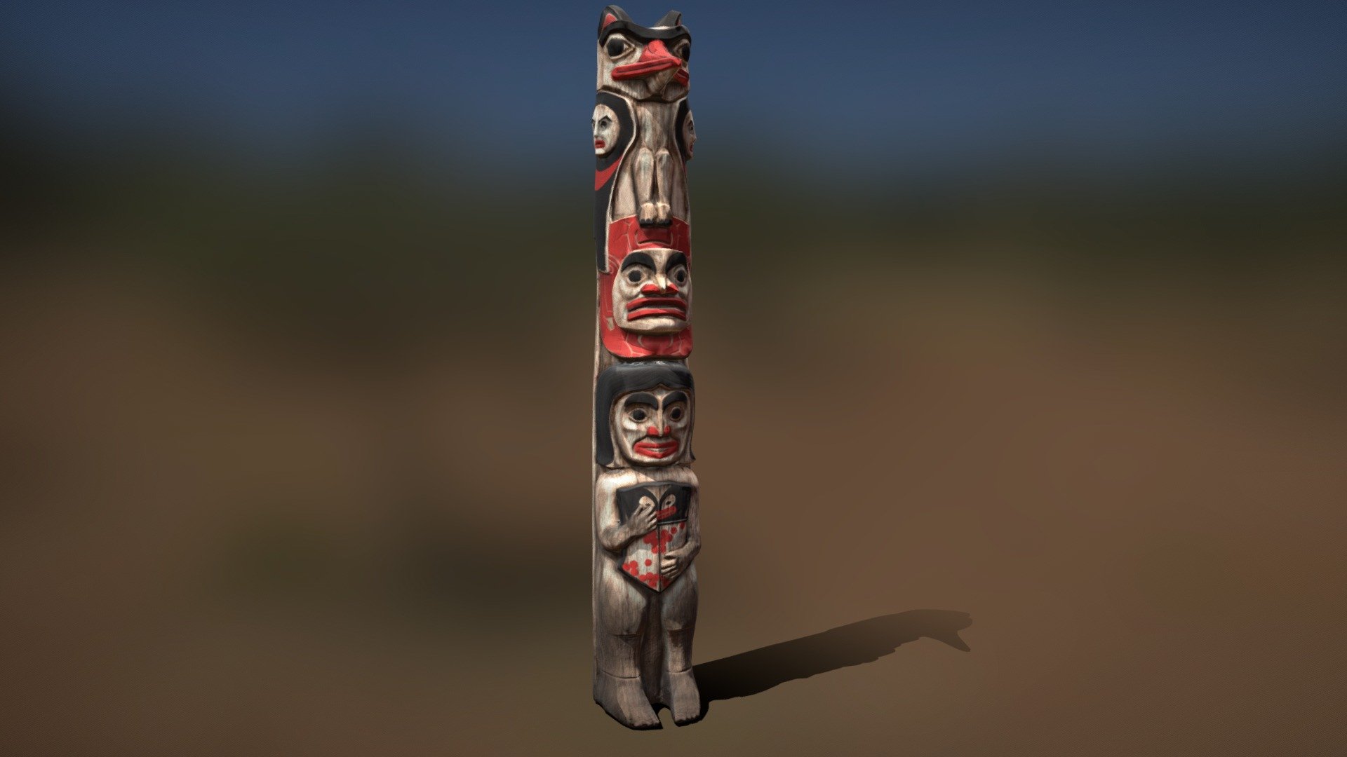 Here is last week's 3d model. Going through the entire pipeline of creating a game ready asset for unreal engine.
The main task was to follow the reference image as much as possible. To see the reference image check out this link , or take a look at the artstation post for the Totem Pole. https://www.artstation.com/artwork/L3kJBA - Indian Totem Pole - Game Ready Asset - 3D model by RemcovdVen 3d model