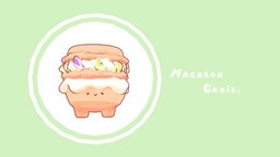 Macaron Chair fruit, cute, cream, dessert, macaron, chair, creature, stylized
