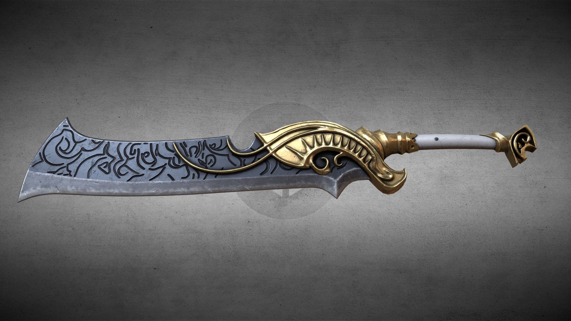 Low poly Game ready Fantasy Sword. Textures included: Albedo (Base Color), Normal, AO, Roughness and Metalic Maps. 2K texture maps - 2048 x 2048

Original concept of this sword belongs to Matthew &ldquo;Alki