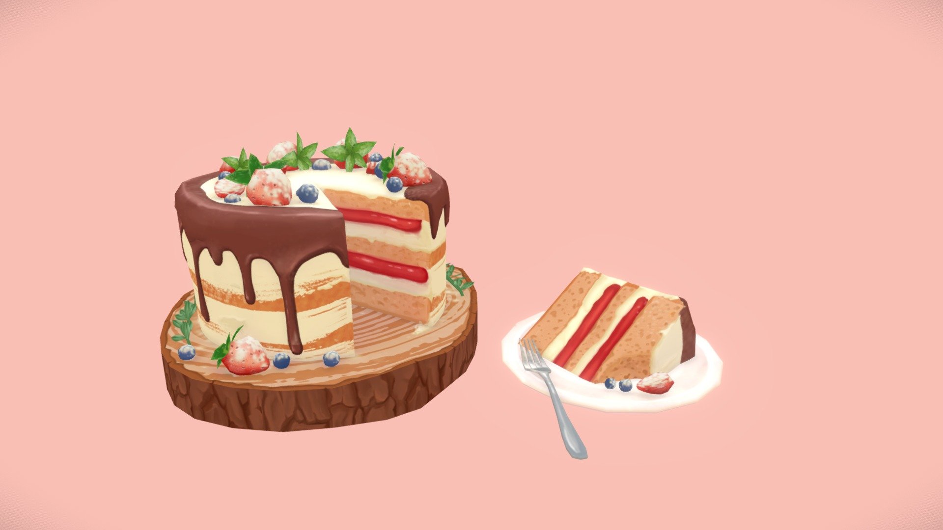 My entry to the Low Poly Dessert Challenge. Didn't finish it in time but I'm posting it and will finish it after. 
Largely based off of my wedding cake 3d model