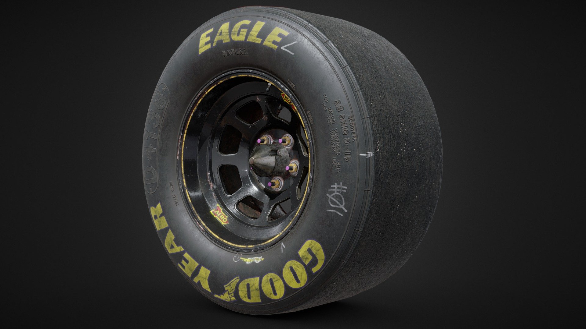 PBR Low Poly 3d model of NASCAR wheel from 00`s.

Polys - 5 157
Verts - 5 082

There are 2 meshes and 3 texture sets for tires and rim separately. Includes different sets for WORN and FINE tires
This model uses the metalness PBR workflow

Real-world scale 3d model