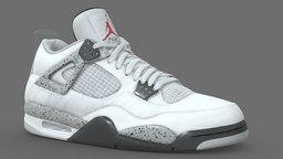 Jordan 4 Retro White Cement shoe, style, leather, white, 4, nike, four, footwear, cement, sole, running, sneaker, kick, hype, jordan, character, air, sport, clothing