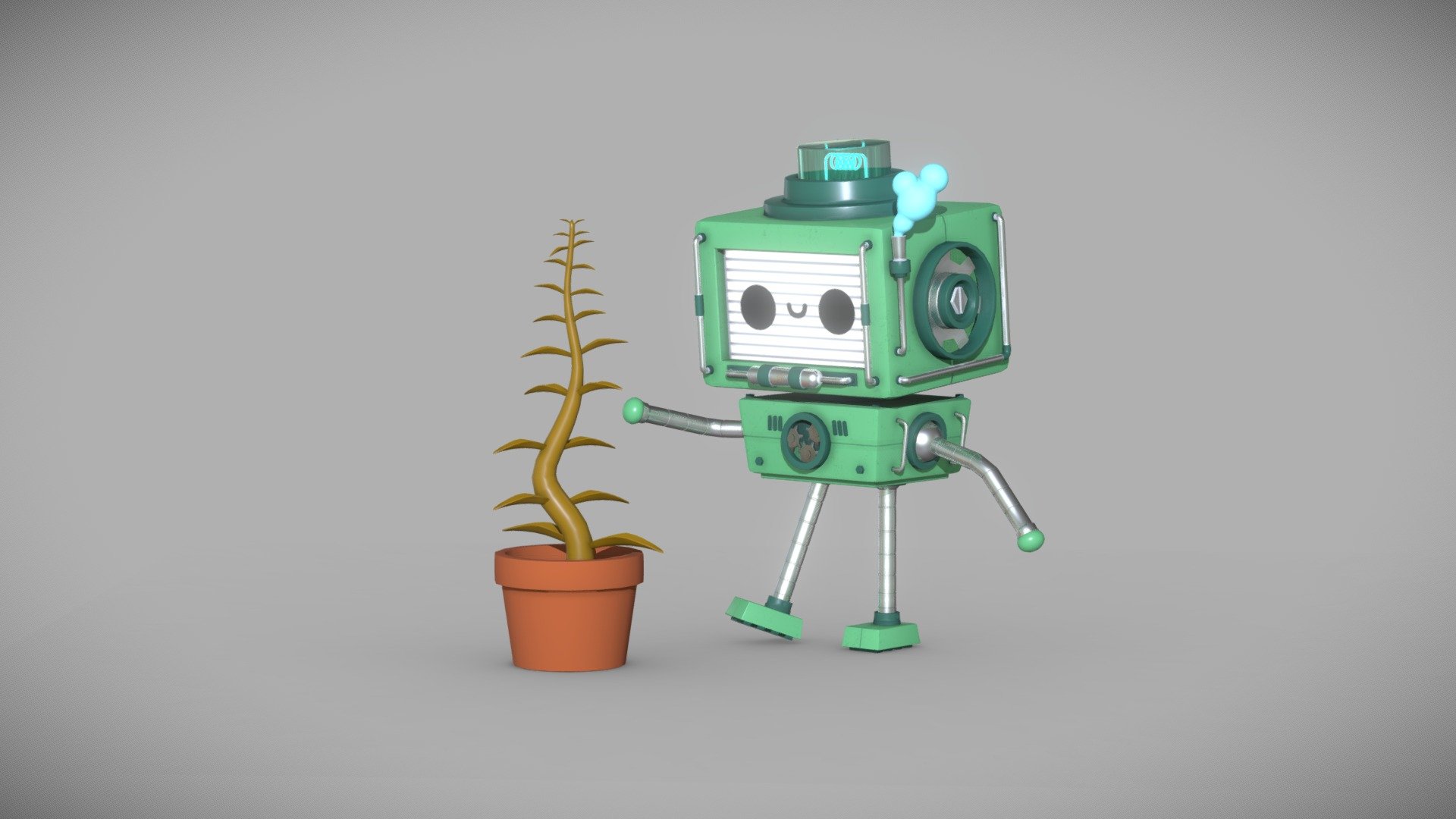 Based in the art of kiddo - Cute Robot - Download Free 3D model by Mora (@MoraAzul) 3d model