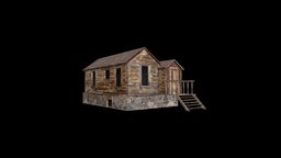Western Big Wooden House Low Poly wooden, desert, photorealistic, big, farmhouse, western, american, hut, wildwest, countryhouse, mobileready, lowpoly, house, wood, building, gameready