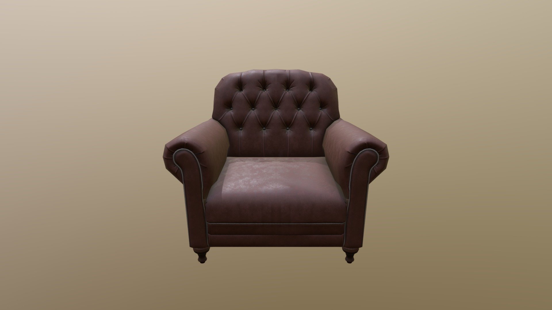 Low poly model classic armchair for game and render - Brown leather Armchair - 3D model by MGD 3d model
