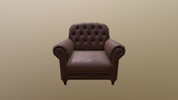 Brown leather Armchair leather, armchair, cloth, classic, brown, furniture, substancepainter, substance