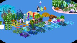 73 models Low poly Reef fish, snail, cartoony, coral, reef, coralreef, sealife, cartoon, noai