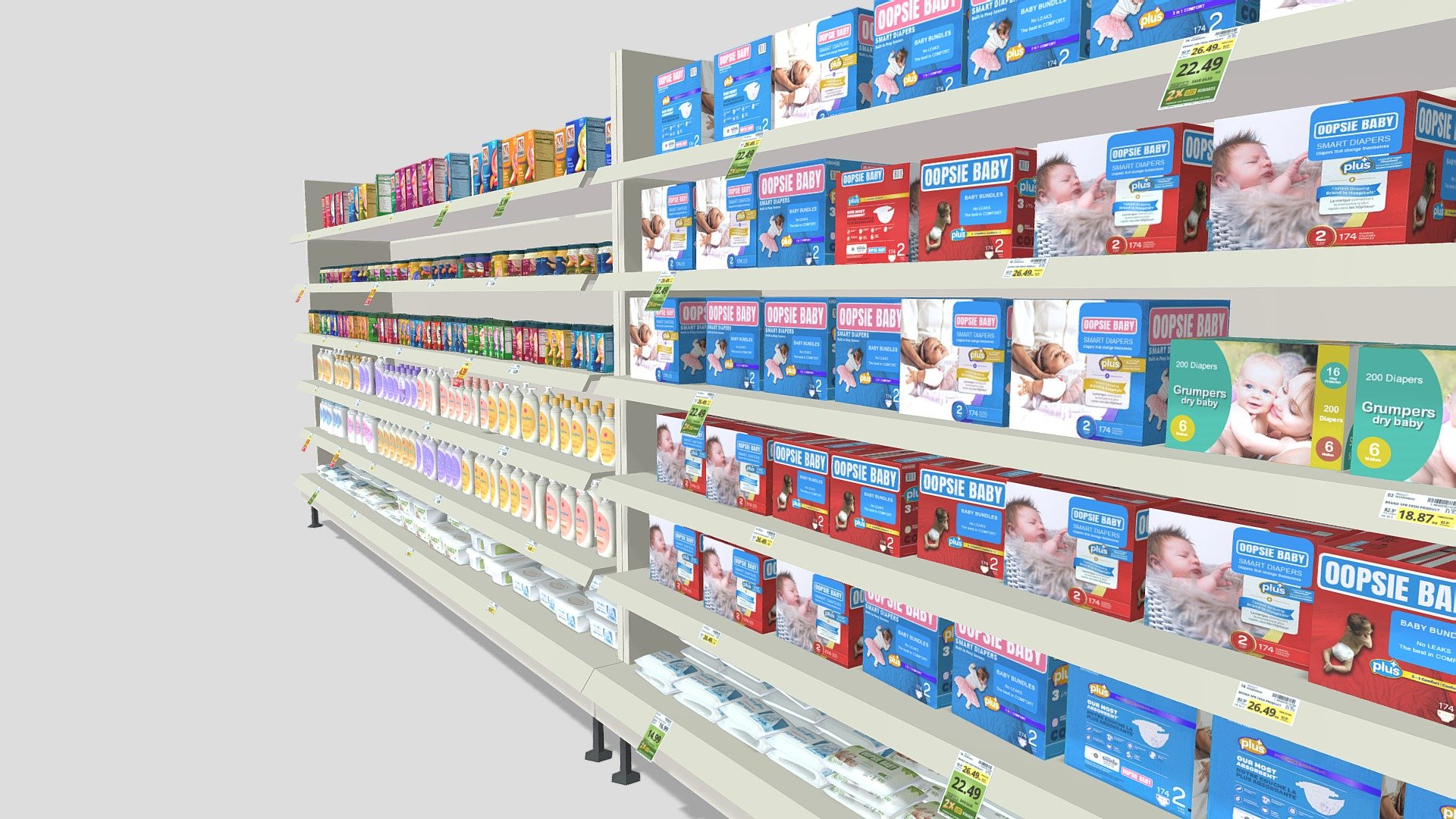 Low-poly VR / AR Models for Grocery Store

Aisle 3 - Baby Care

More Grocery Store Products: https://skfb.ly/6STLt - Baby Care Aisle - Buy Royalty Free 3D model by MW 3D (@mw3dart) 3d model
