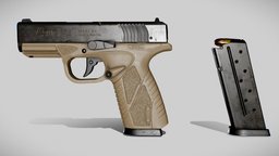 Handgun BP9cc handgun, marmoset, substancepainter, weapon, blender, zbrush, gameready